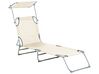 Steel Reclining Sun Lounger with Canopy Cream FOLIGNO_879088