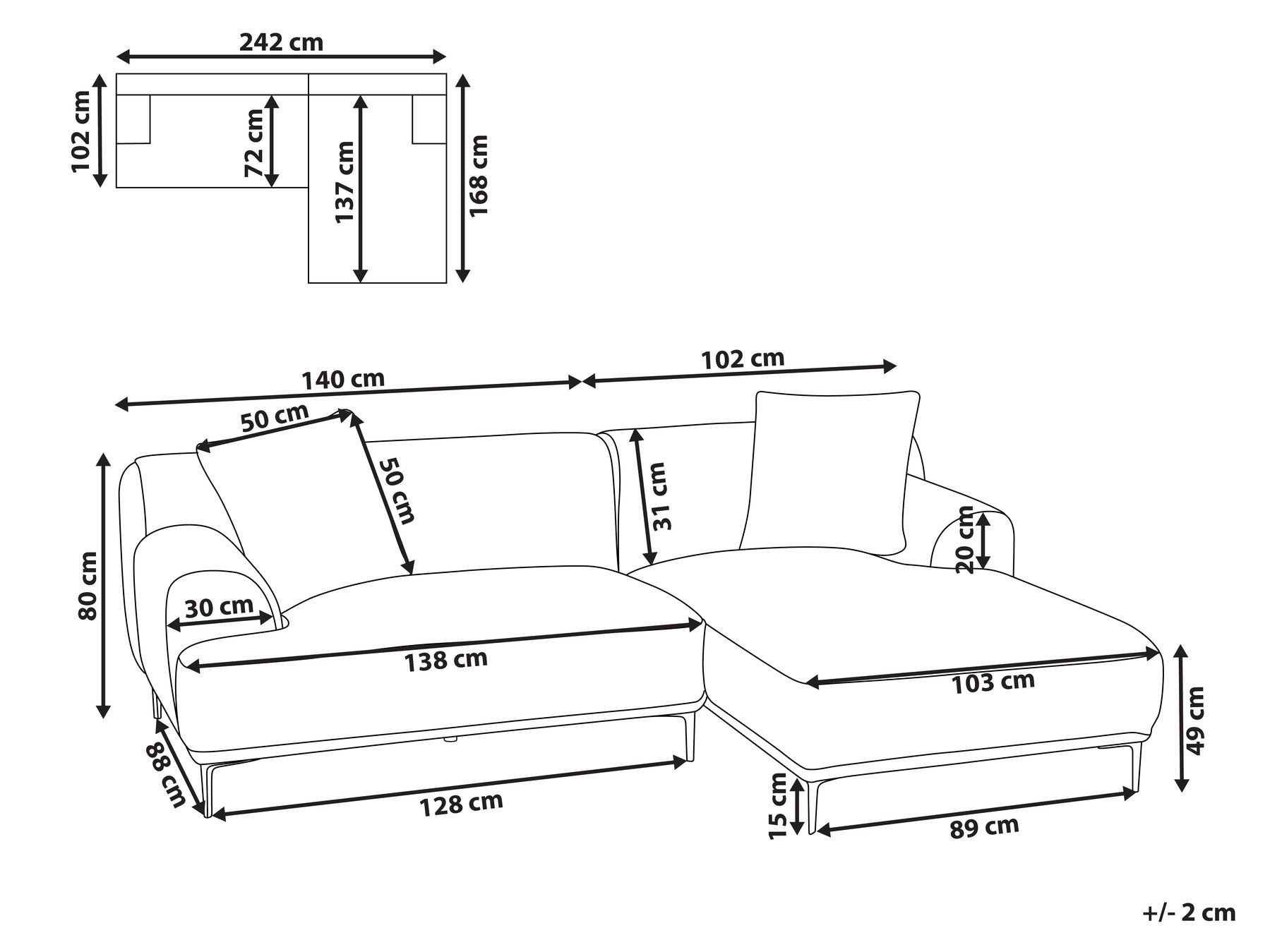 Corner Sofa STENUM Corduroy Off-White Left Hand_972517