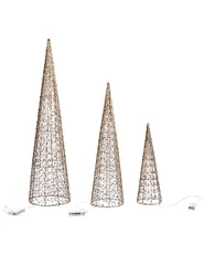 Zestaw 3 dekoracji świątecznych LED VEJLESO 40/60/80 cm Choinka Złoty_1015586
