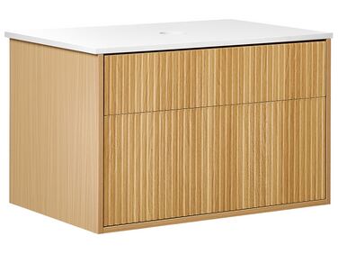 Bathroom Wall Mounted Cabinet 80 x 52 cm Light Wood BEXTI