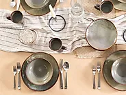 Set di 8 piatti piani THYME Gres porcellanato Verde scuro 28 cm_1173639