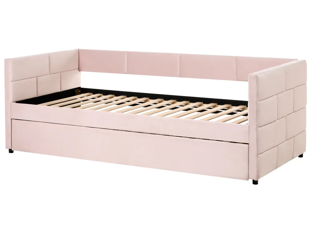 Trundle Bed Velvet CHAVONNE 90 x 200 cm (EU Single) Pink_1022022