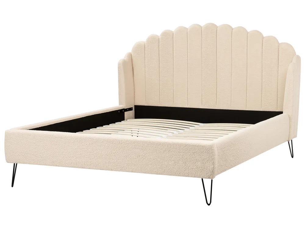 Bett mit Lattenrost Bouclé AMBILLOU 140 x 200 cm Beige_967216