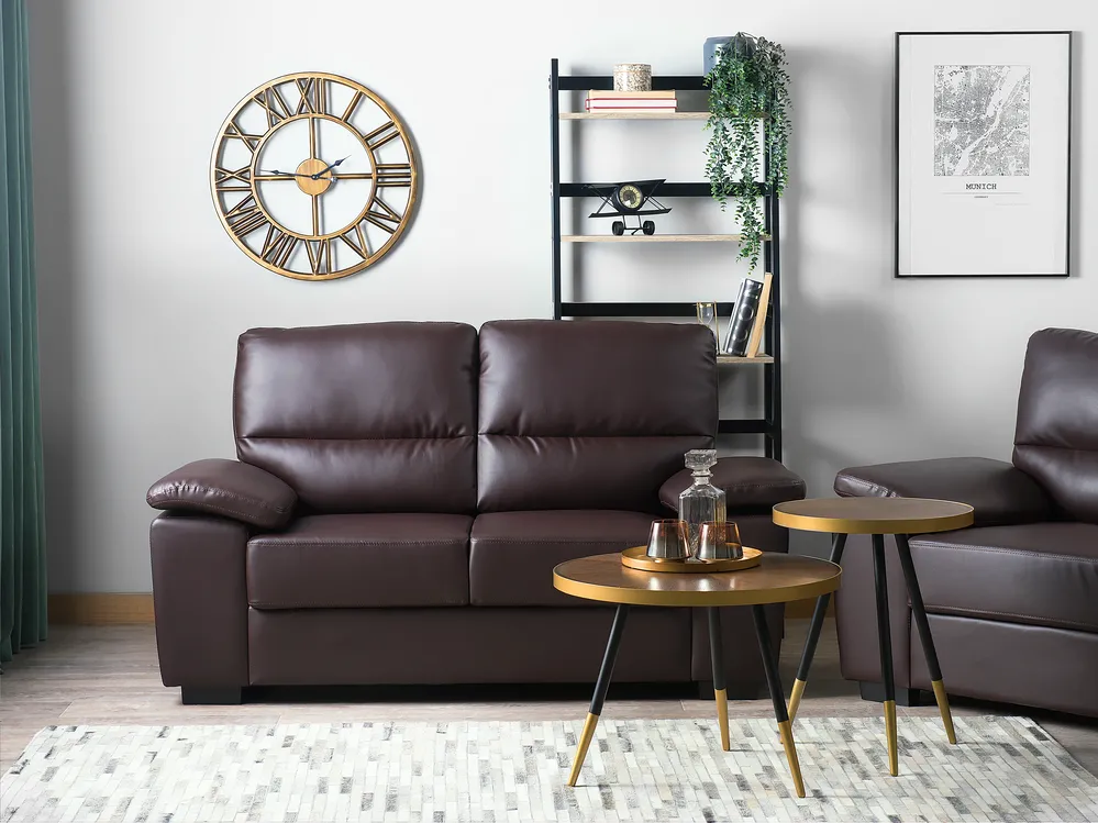 Sofa dla 2 osób VOGAR Ekoskóra Ciemnobrązowy