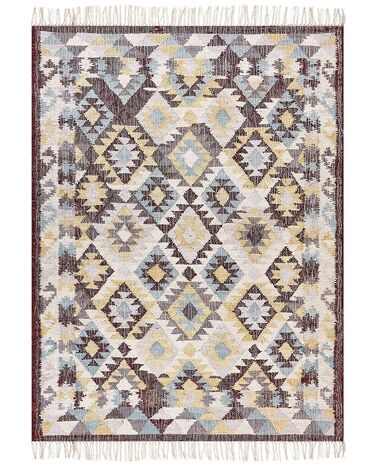 Teppich Jute mehrfarbig 160 x 230 cm geometrisches Muster Kurzflor FENER