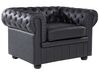 Soffgrupp 3-sits soffa + fåtölj läder svart CHESTERFIELD_769422