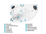 Hjørne-boblebad med LED NEIVA 150 x 100 cm Hvid Højrevendt_796693