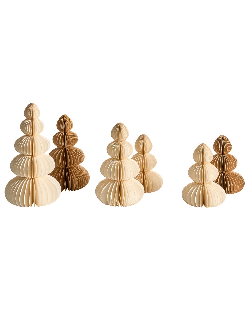 Set van 6 kerstdecoraties RANELVA 14/19/25 cm Kerstboom Bruin/beige