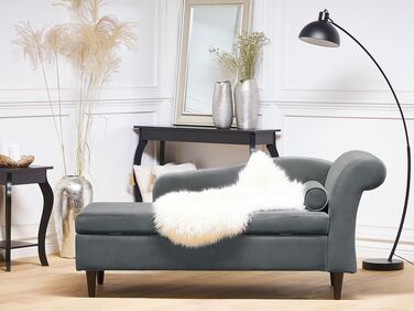 Right Hand Velvet Chaise Lounge Light Grey LUIRO