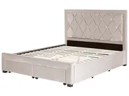 Bett mit Schubladen LIEVIN Samtstoff Beige 160 x 200 cm_858034