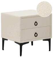 2 Drawer Bedside Table SEZANNE Boucle Off-White_939343