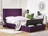  Sametová postel s lavičkou 140 x 200 cm fialová NOYERS_783318