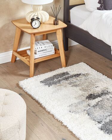 Shaggy Area Rug 80 x 150 cm White and Grey MASIS