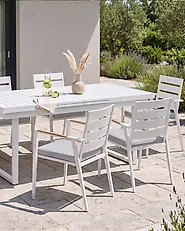 Lot de 6 chaises de jardin avec coussins TAVIANO Métal Gris_1175774
