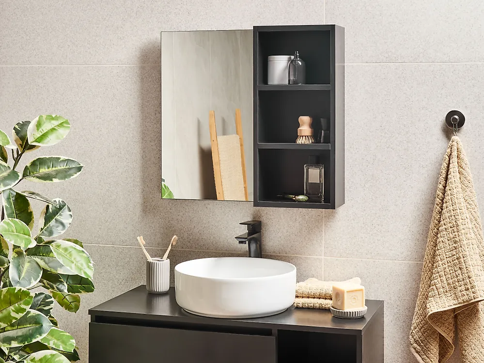 Armadio a muro per specchio da bagno JOINVILLE 60 cm Nero_1179043