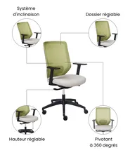 Chaise de bureau VIRTUOSO Vert clair_1073401