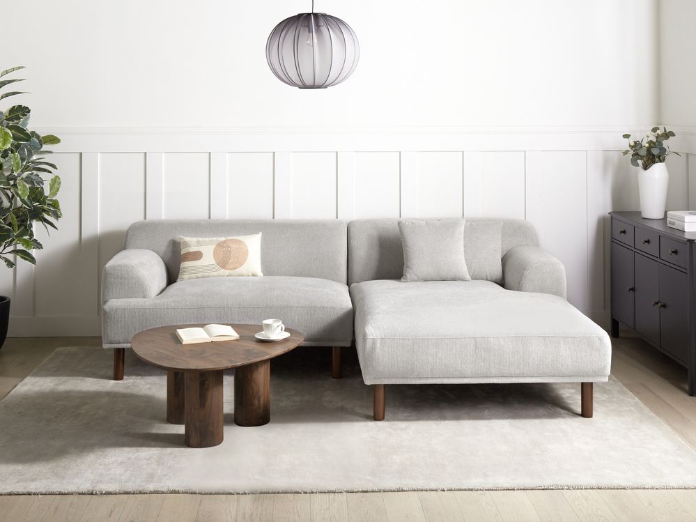Corner Sofa 3 Seater HOLT Fabric Light Grey Left Hand