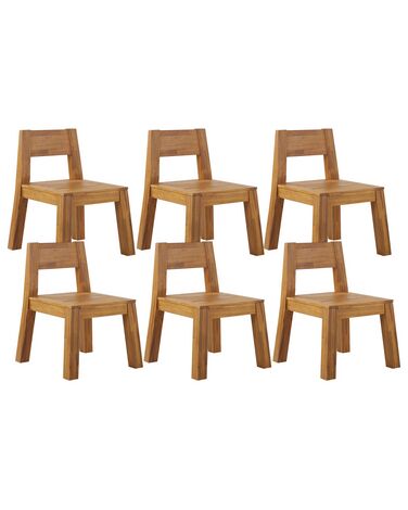 Set of 6 Acacia Wood Garden Chairs LIVORNO