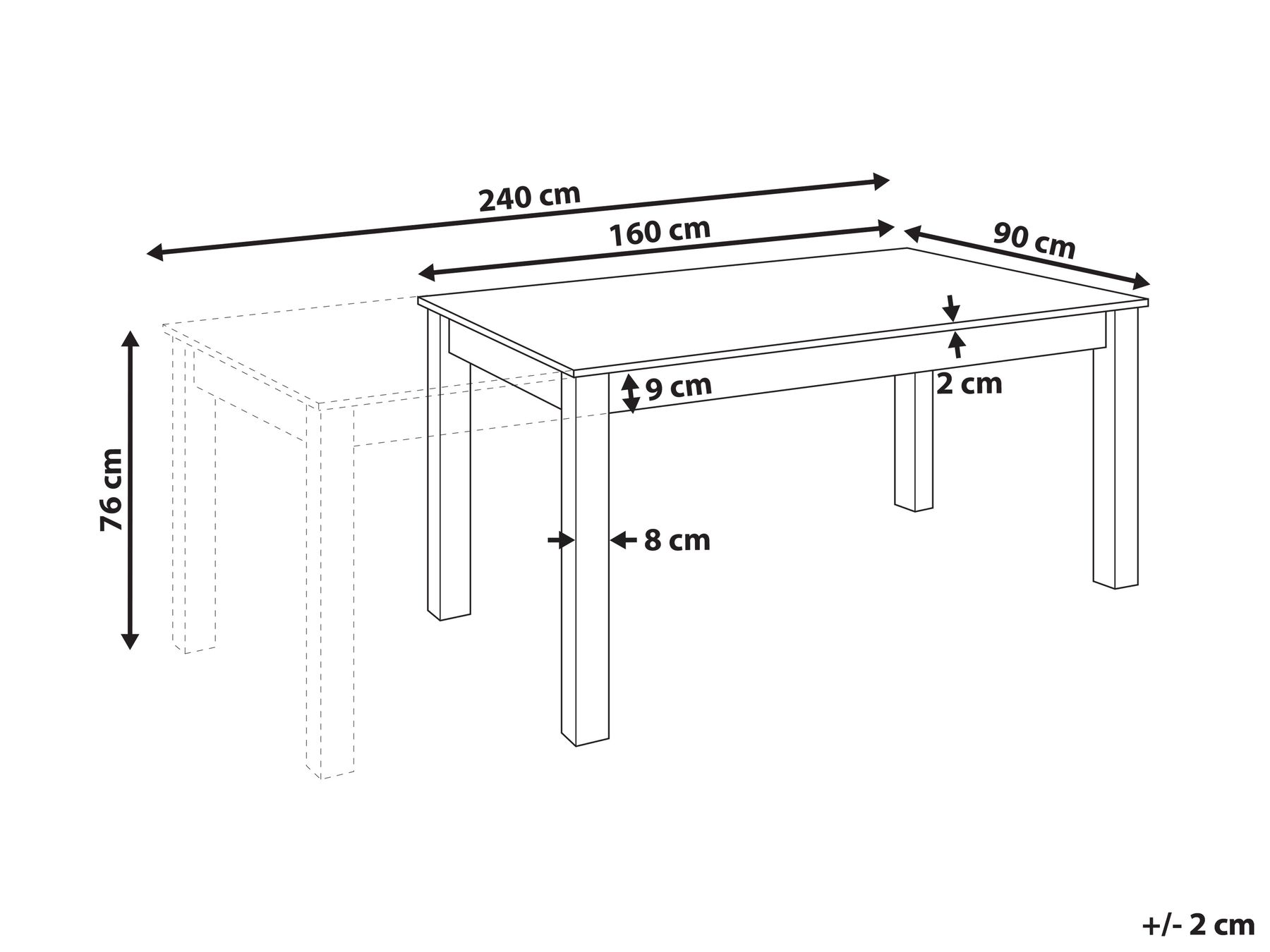 Extending Dining Table 160/240 x 90 cm Dark Wood MADURA_965487