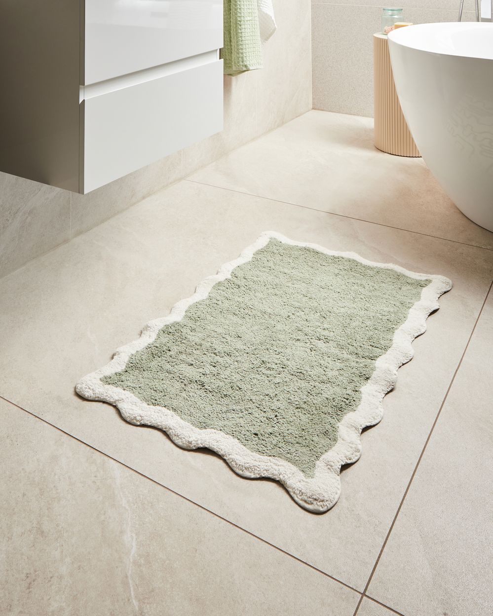 Tapete casa de banho NANGAL Verde 60 x 90 cm Algodão