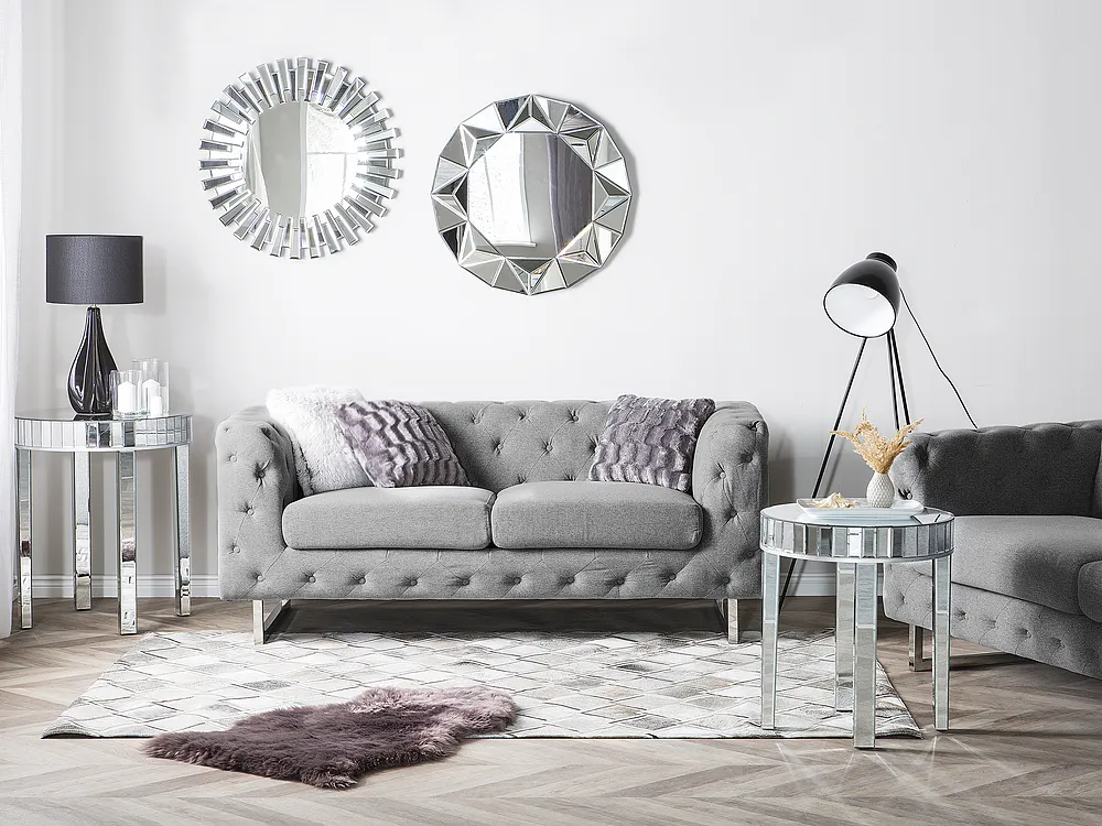 Sofa 2-Sitzer VISSLAND Stoff Hellgrau_1149652