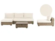 Garden Lounge Set with Table 4 Seater VARALLO Modular Rattan Grey Right Hand_954977