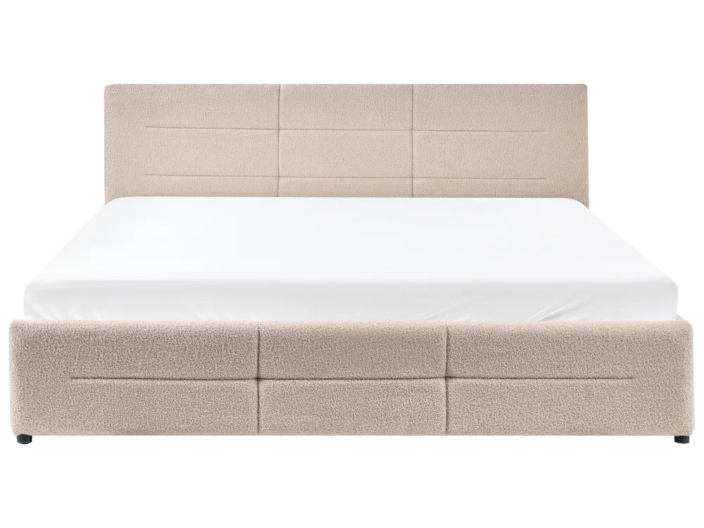 Ottoman Bed MASSOGNES Boucle Beige 180 x 200 cm_1030434