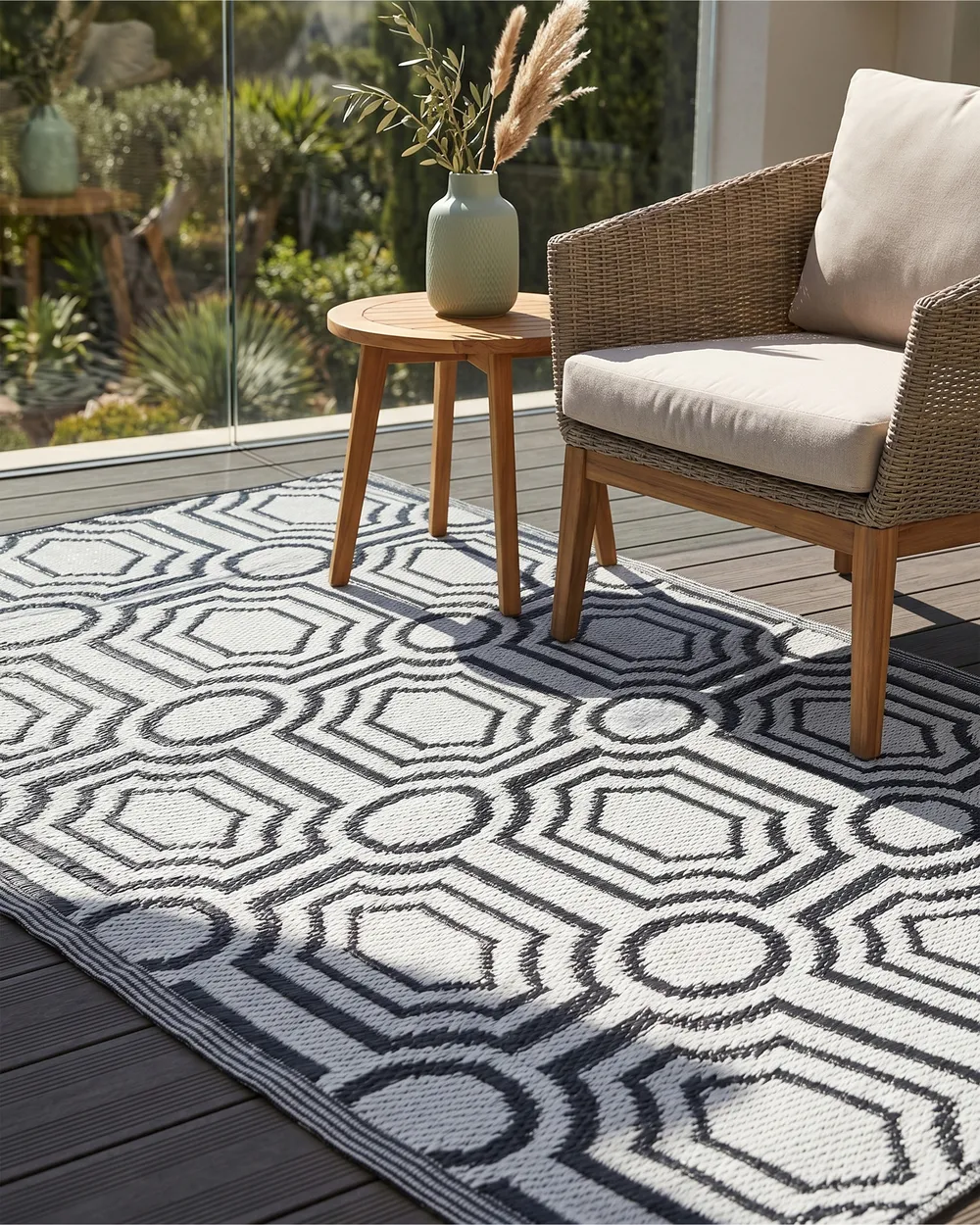 Outdoorteppich BIDAR Schwarz 90 x 180 cm Zweiseitig