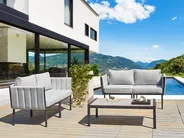 Garden Lounge Set with Table 5 Seater SKALA Metal Light Grey_934634