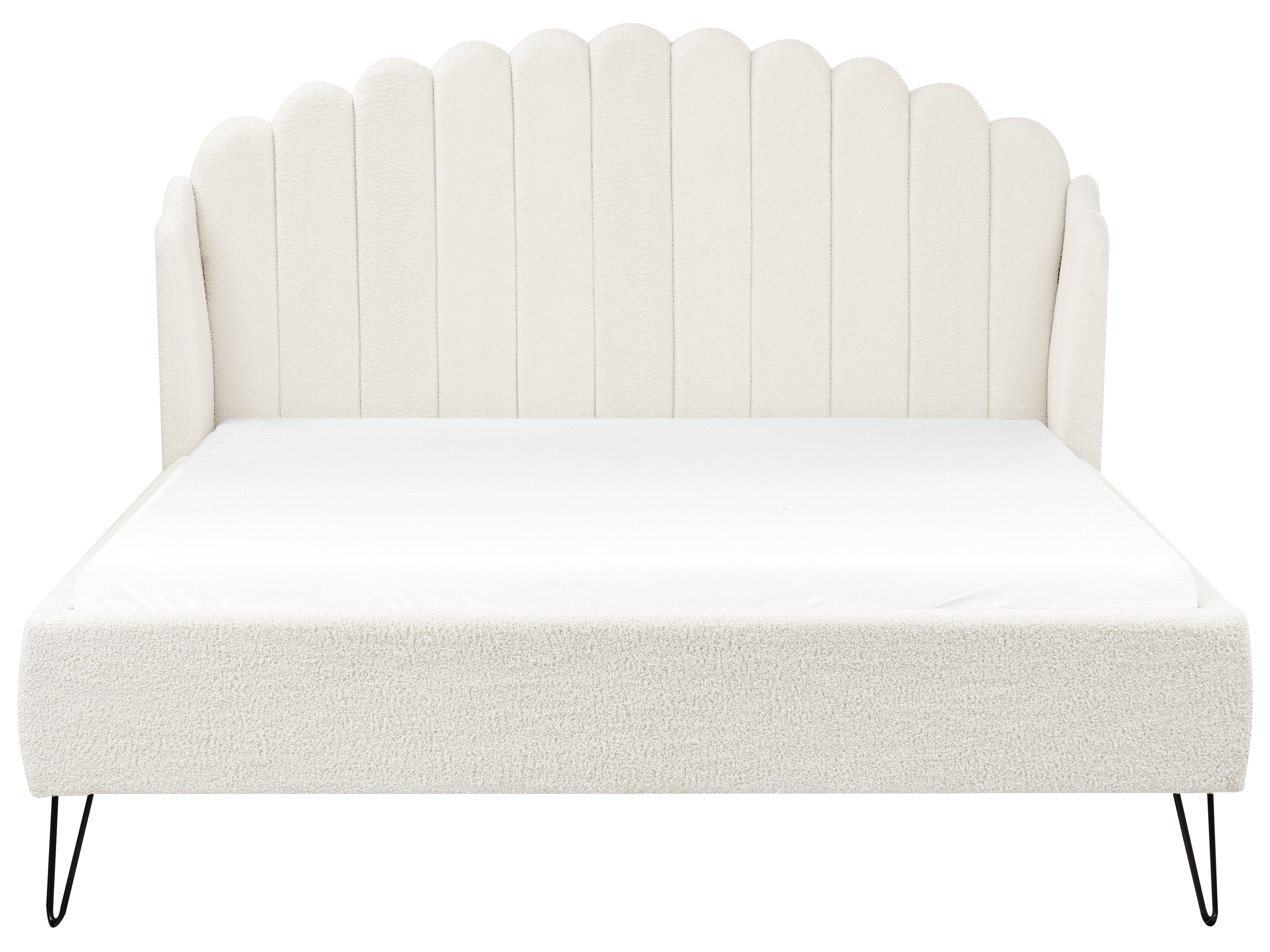 Bett mit Lattenrost Bouclé AMBILLOU 140 x 200 cm Cremeweiß_967564