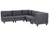 5 Seater Left Hand Modular Fabric Corner Sofa Dark Grey UNSTAD_924649