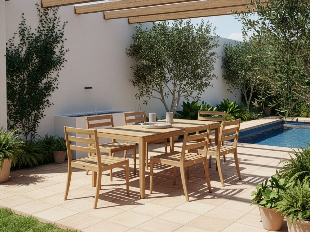 Garden Dining Set 6 Seater CHIOGGIA Certified Acacia Wood Light Brown
