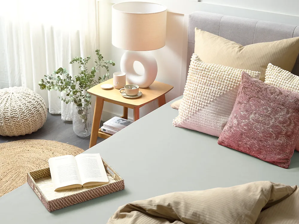 Drap housse JANBU 180 x 200 cm Coton Vert clair_1179525
