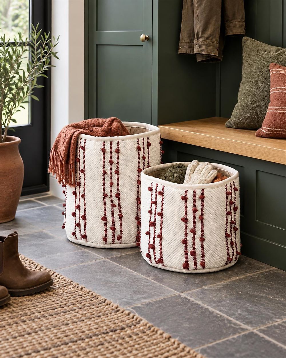 Aufbewahrungskorb 2er Set KHEL Baumwolle Beige