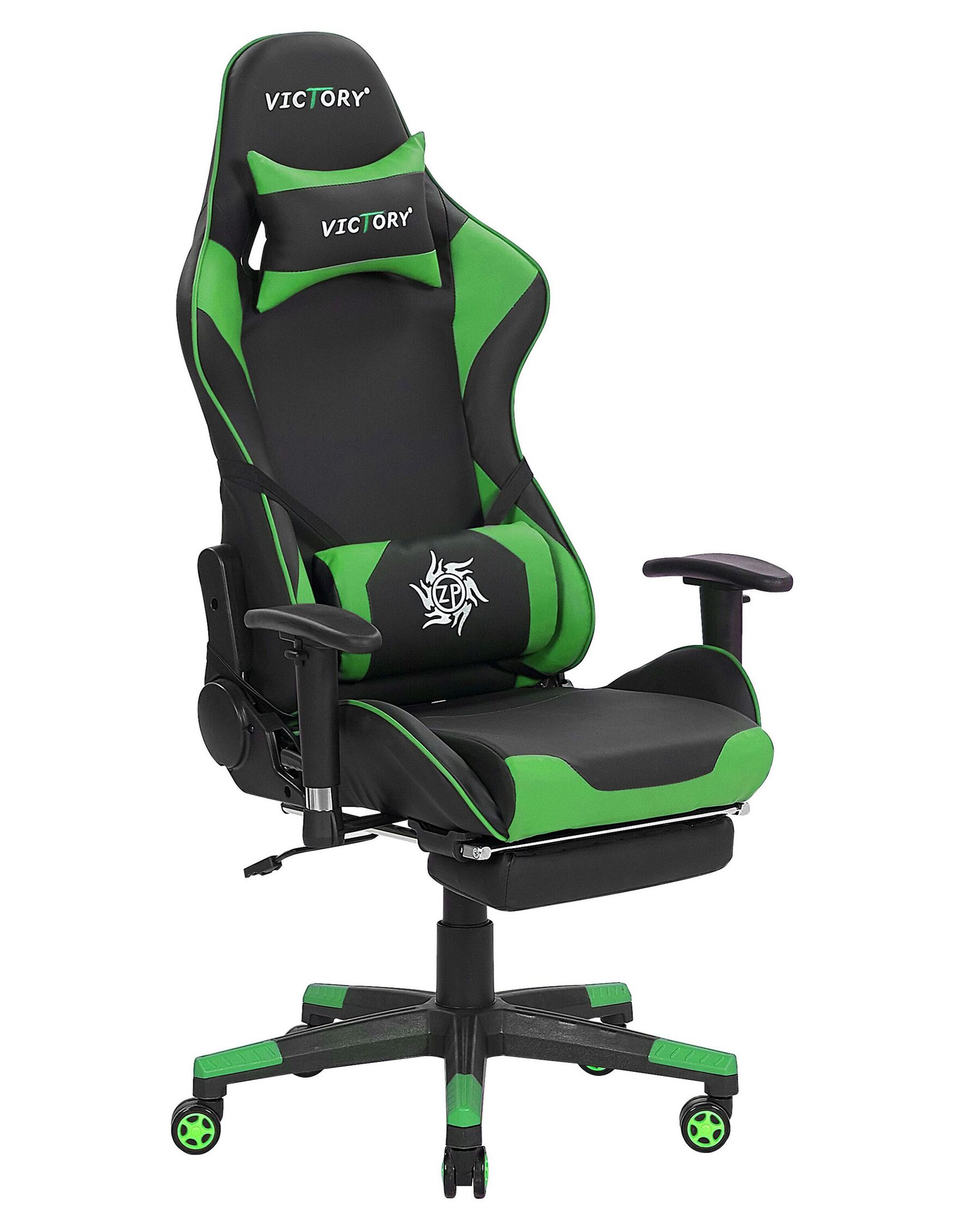 Cadeira gaming em pele sintética verde e preta VICTORY_767803