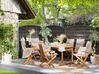 Conjunto de jardín en madera de acacia Mesa + 8 sillas cojines color gris beige MAUI_744206