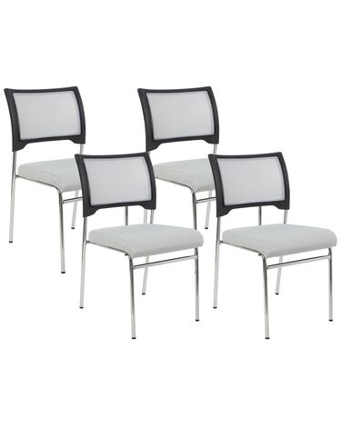 Conjunto de 4 cadeiras de conferência em plástico cinzento SEDALIA