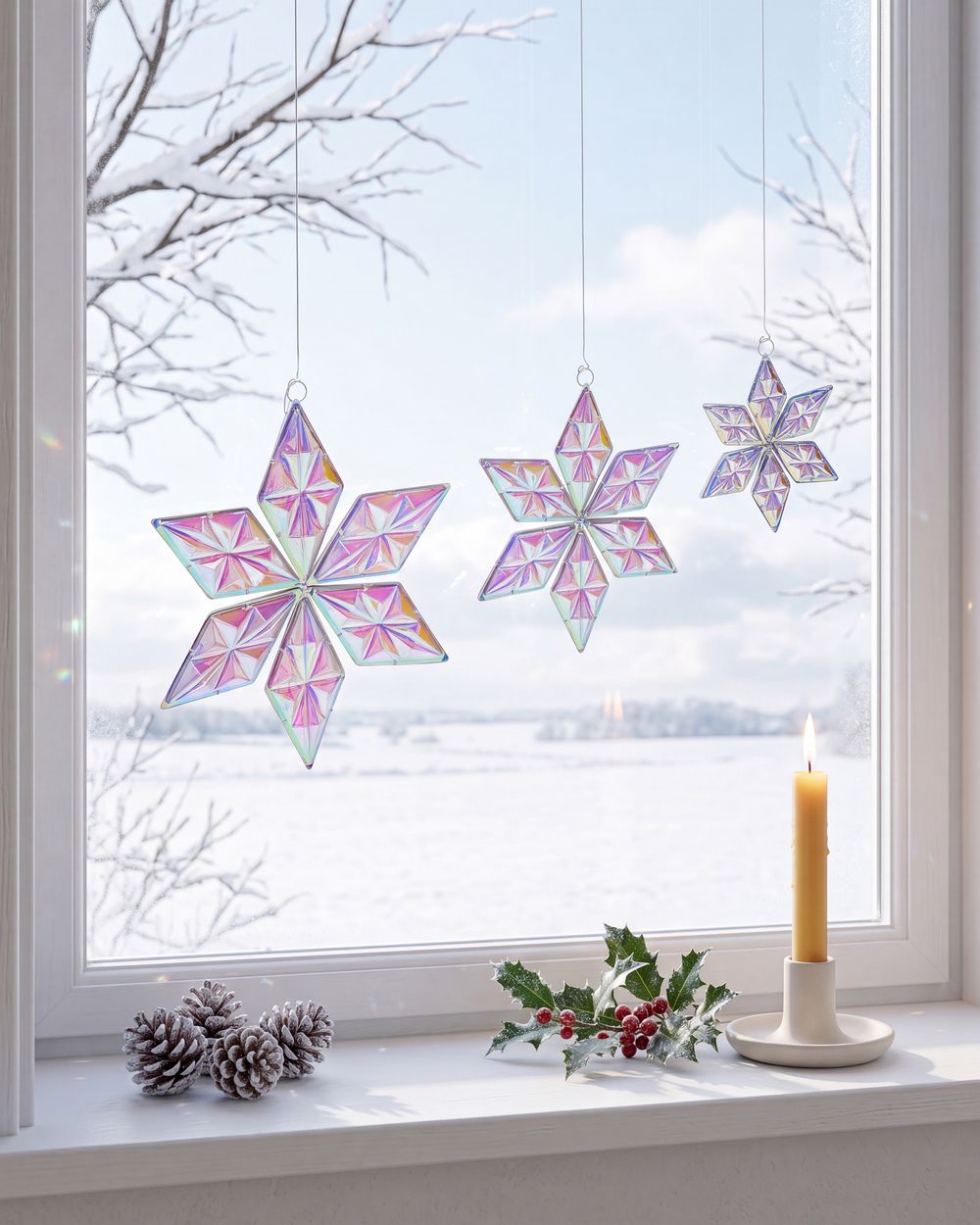 Lot de 3 décorations suspendues RENSJON 25/35/46 cm Étoile Multicolore