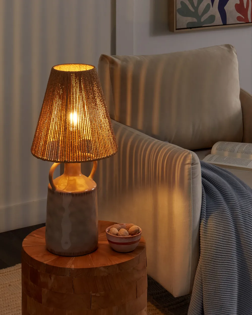 Lampa stołowa LARISSOS Ceramika Beżowoszary
