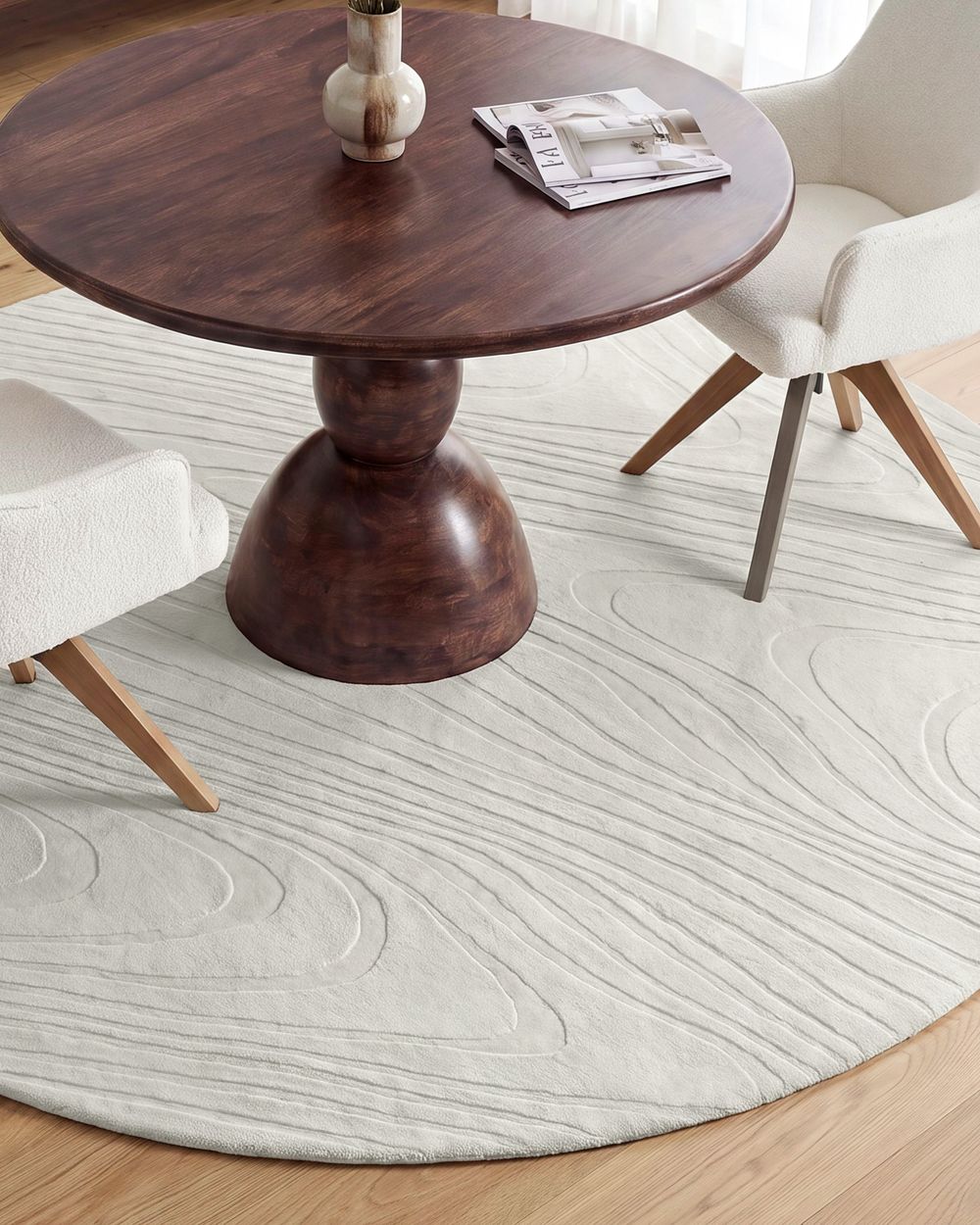 Tapis en fausse fourrure ONTAKE Blanc cassé ø 160 cm