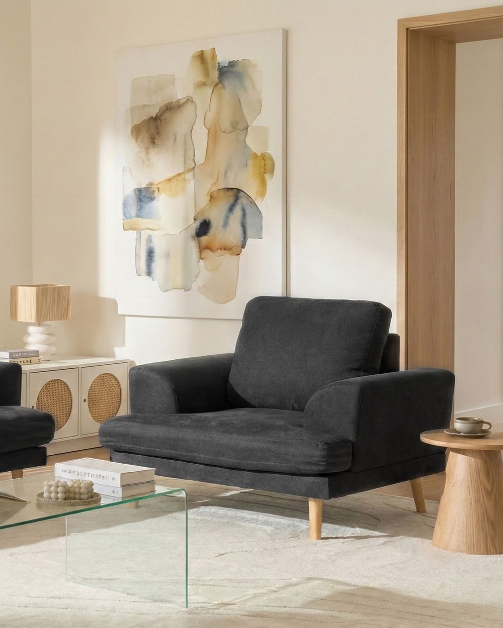 Armchair KILDAL Fabric Black