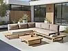 Garden Corner Sofa with Table 5 Seater MYKONOS Certified Acacia Wood Taupe Right Hand