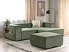 Left Hand 2 Seater Modular Corduroy Corner Sofa with Ottoman Green APRICA_904165