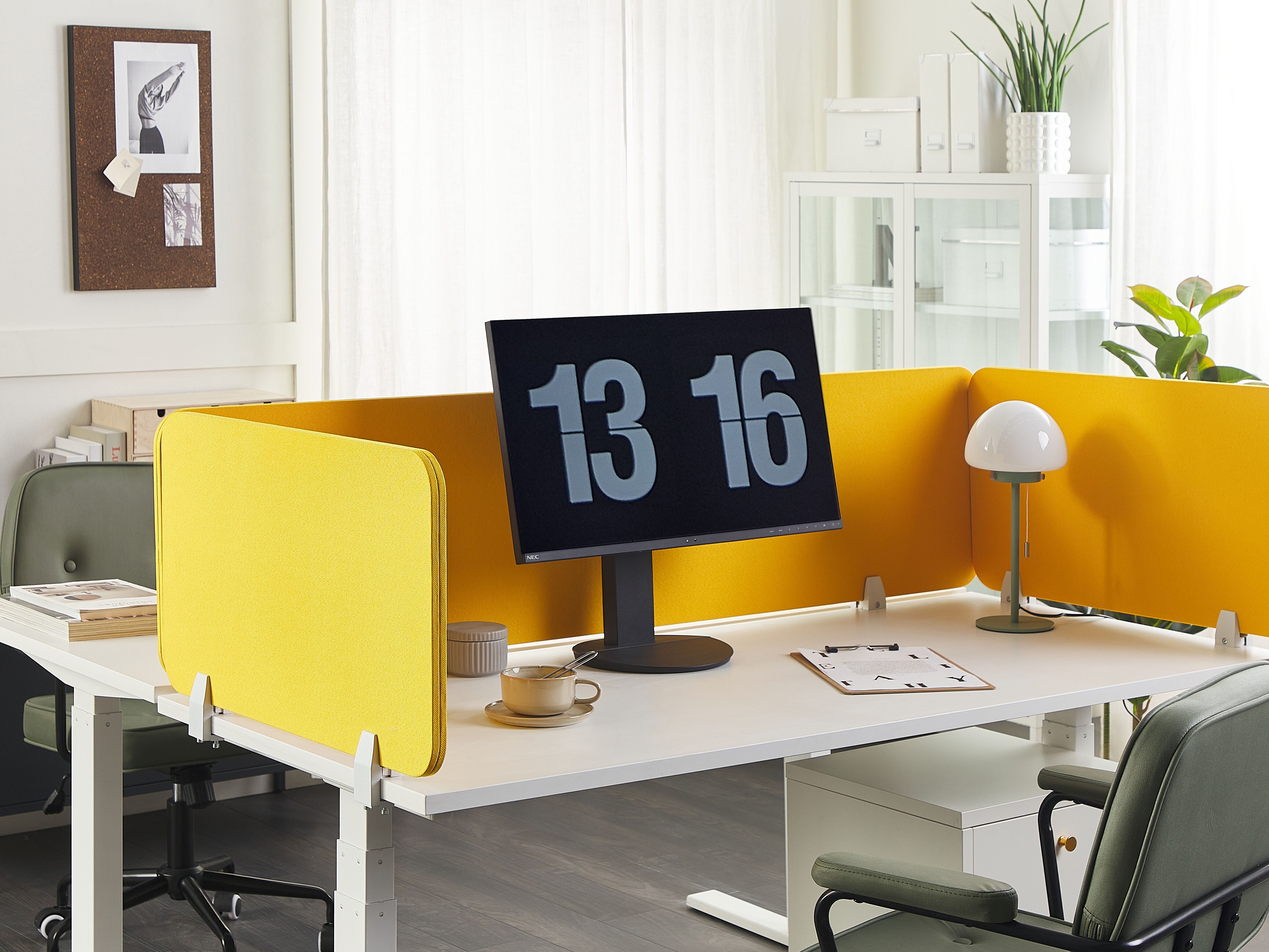 Séparateur De Bureau Acoustique Jaune 180x40cm - Panneau Visuel Amovible, Réduction Bruit Open Space