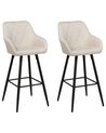 Set of 2 Fabric Bar Chairs Light Beige DARIEN _877586