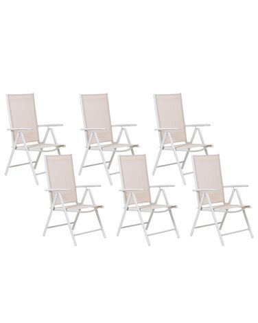 Conjunto de 6 sillas de jardín plegables beige CATANIA