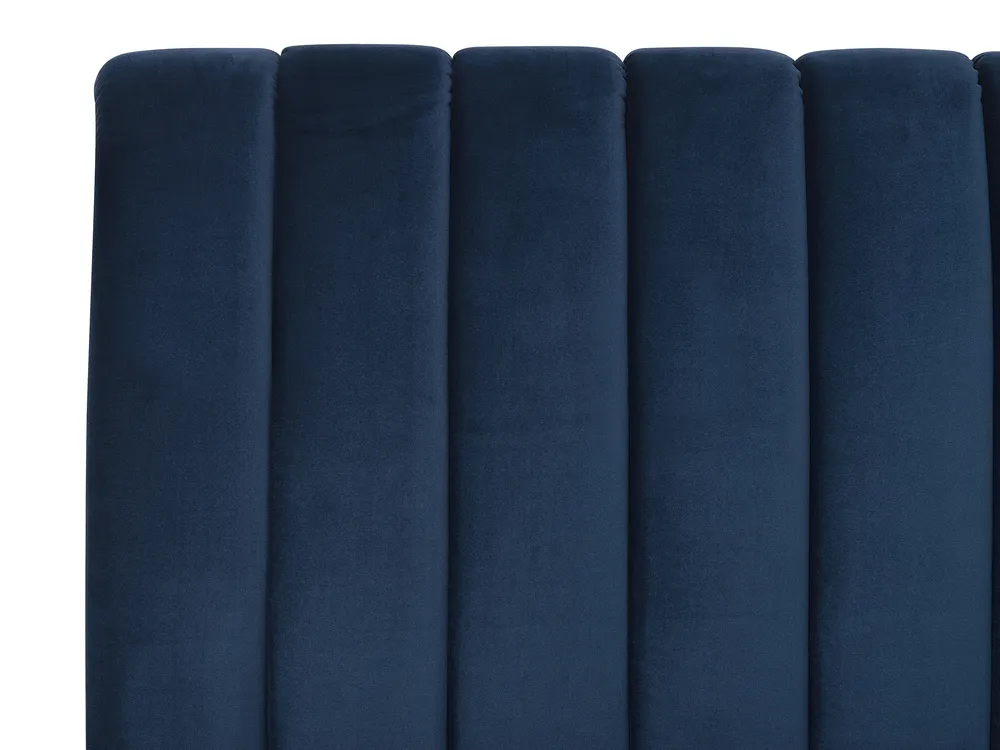 Lit Double En Velours Bleu 160 X 200 Cm Avallon - Lit