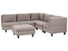 5 Seater Left Hand Modular Fabric Corner Sofa with Ottoman Brown UNSTAD_924992