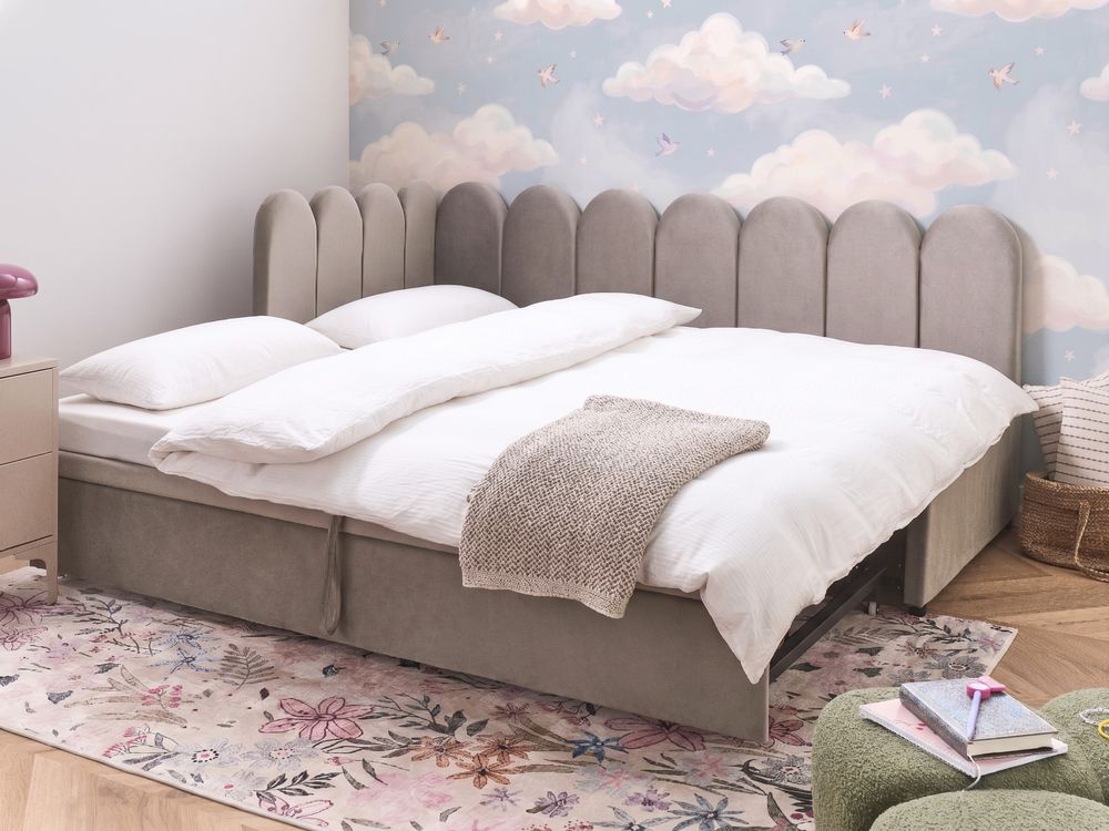 Trundle Bed Velvet TERROU 90 x 200 cm (EU Single) Taupe