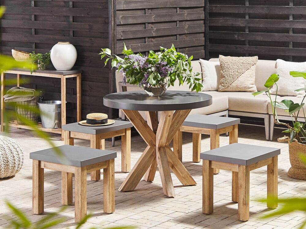 Mesa de jardín OLBIA 90 cm 90 cm Cemento Gris